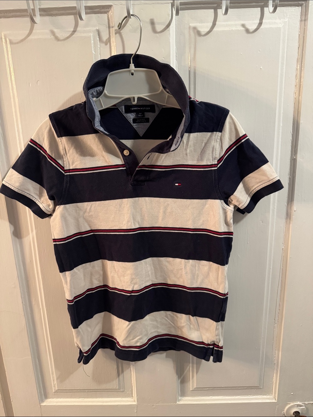 Tommy Hilfiger Black, White & Navy Striped Polo